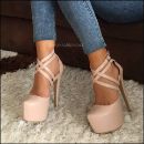801 Kalın Topuk 15 Cm Ten Mat Rugan Platform